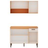 Cozinha Compacta 6 Portas 1 Gaveta 100% Mdf Cb0086 Freijó/Off White Laca Brilho - Genialflex