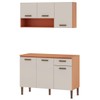 Cozinha Compacta 6 Portas 1 Gaveta 100% Mdf Cb0086 Freijó/Off White Laca Brilho - Genialflex