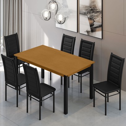 Mesa de Jantar 6 Lugares Monaco Tokio Preto/Nature - Art Panta