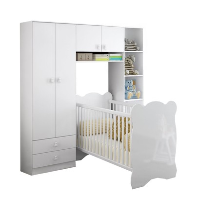Quarto de Bebê Completo Baby 5 Portas 2 Gavetas Branco - Percasa