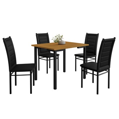 Mesa de Jantar 4 Lugares Tokio Preto/Nature - Art Panta