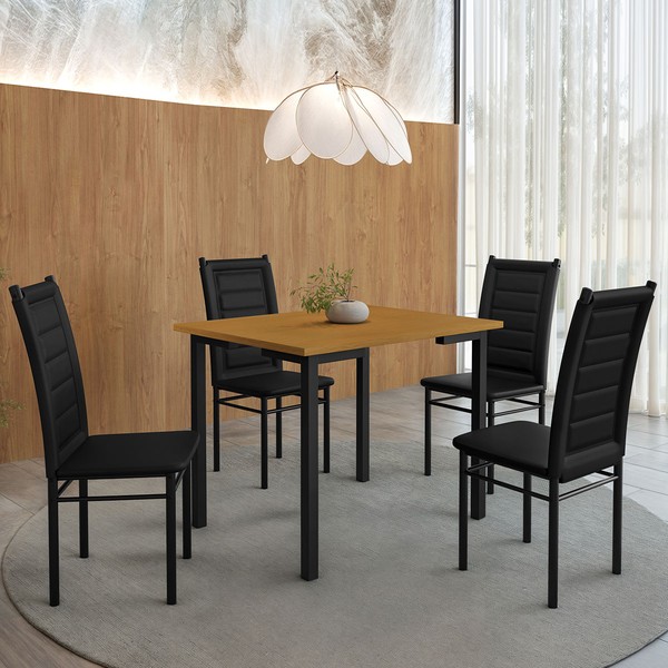 Mesa de Jantar 4 Lugares Tokio Preto/Nature - Art Panta