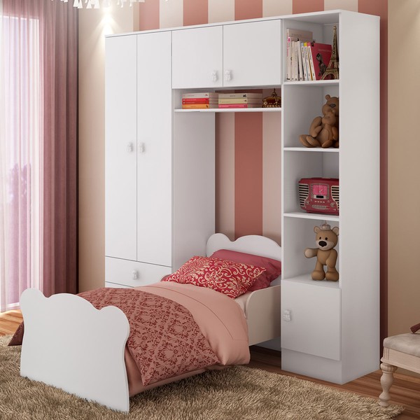 Quarto Infantil Completo Baby 5 Portas 2 Gavetas Branco - Percasa
