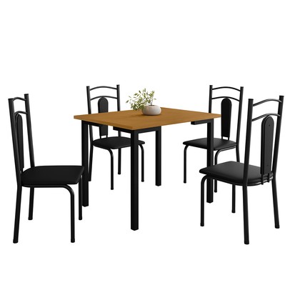 Mesa de Jantar 4 Lugares Madri Preto/Nature - Art Panta