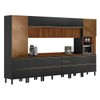 Cozinha Completa Proença 12 Portas 10 Gavetas Ripado 100% Mdf com Vidro D3702rp Nogueira/Carbono Prime Tx - Demobile
