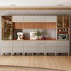 Cozinha Completa Proença 12 Portas 10 Gavetas Ripado 100% Mdf com Vidro D3702rp Nogueira/Nude Prime Tx - Demobile