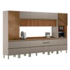 Cozinha Completa Proença 12 Portas 10 Gavetas Ripado 100% Mdf com Vidro D3702rp Nogueira/Nude Prime Tx - Demobile