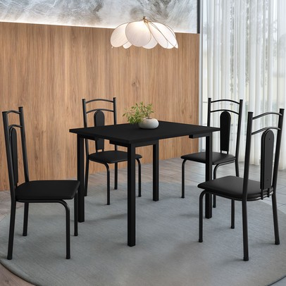 Mesa de Jantar 4 Lugares Madri Preto - Art Panta
