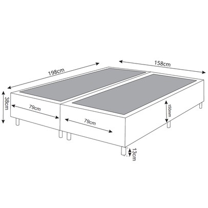 Base de Cama Box Queen Lunare Bordado Preto - Vian