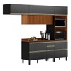 Cozinha Completa Proença 6 Portas 5 Gavetas Ripado 100% Mdf Dp2704rp Nogueira/Carbono - Demobile