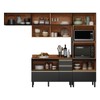 Cozinha Completa Proença 6 Portas 5 Gavetas Ripado 100% Mdf Dp2704rp Nogueira/Carbono - Demobile