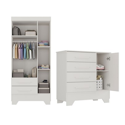 Quarto Infantil Completo Soninho 4 Portas 6 Gavetas Branco - Panorama Móveis