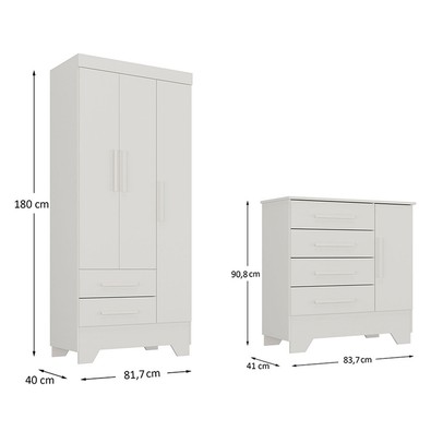 Quarto Infantil Completo Soninho 4 Portas 6 Gavetas Branco - Panorama Móveis