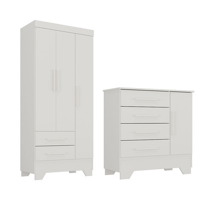 Quarto Infantil Completo Soninho 4 Portas 6 Gavetas Branco - Panorama Móveis