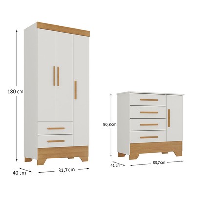 Quarto Infantil Completo Soninho 4 Portas 6 Gavetas Branco/Cinamomo - Panorama Móveis