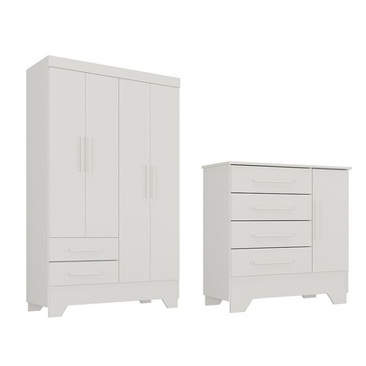 Quarto Infantil Completo Soninho 5 Portas 6 Gavetas Branco - Panorama Móveis
