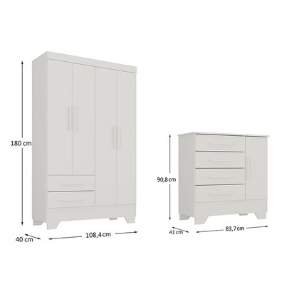 Quarto Infantil Completo Soninho 5 Portas 6 Gavetas Branco - Panorama Móveis