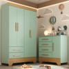Quarto Infantil Completo Soninho 5 Portas 6 Gavetas Verde/Cinamomo - Panorama Móveis