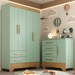 Quarto Infantil Completo Soninho 5 Portas 6 Gavetas Verde/Cinamomo - Panorama Móveis