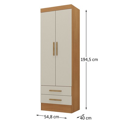 Armário de Cozinha Modulare 2 Portas 2 Gavetas Cinamomo/Off White - Panorama Móveis