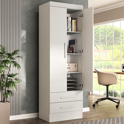 Armário para Escritório Modulare 2 Portas 2 Gavetas Branco - Panorama Móveis