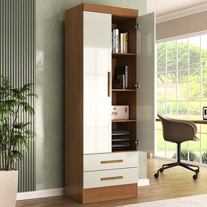 Armário para Escritório Modulare 2 Portas 2 Gavetas Cinamomo/Off White - Panorama Móveis