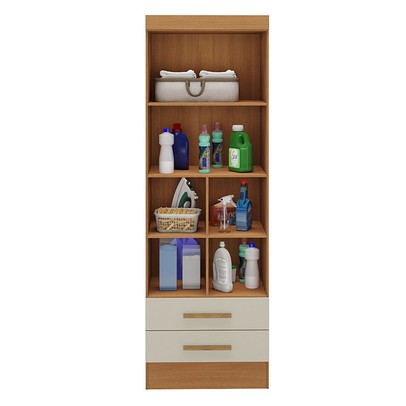 Armário Multiuso Modulare 2 Portas 2 Gavetas Cinamomo/Off White - Panorama Móveis