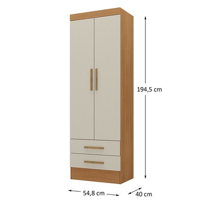 Armário Multiuso Modulare 2 Portas 2 Gavetas Cinamomo/Off White - Panorama Móveis