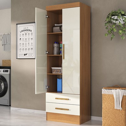 Armário Multiuso Modulare 2 Portas 2 Gavetas Cinamomo/Off White - Panorama Móveis