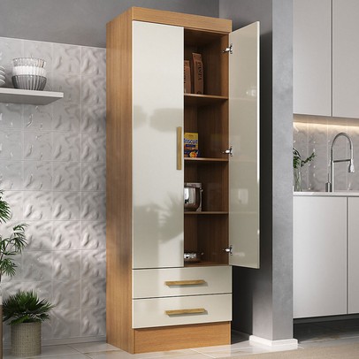 Paneleiro Modulare 2 Portas 2 Gavetas Cinamomo/Off White - Panorama Móveis