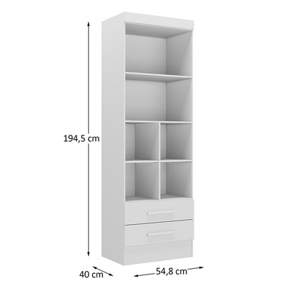 Estante para Livros Modulare 2 Gavetas 4 Prateleiras Branco - Panorama Móveis