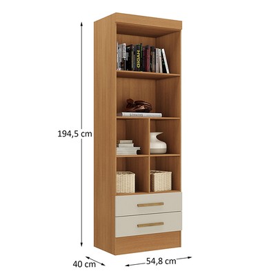 Estante para Livros Modulare 2 Gavetas 4 Prateleiras Cinamomo/Off White - Panorama Móveis
