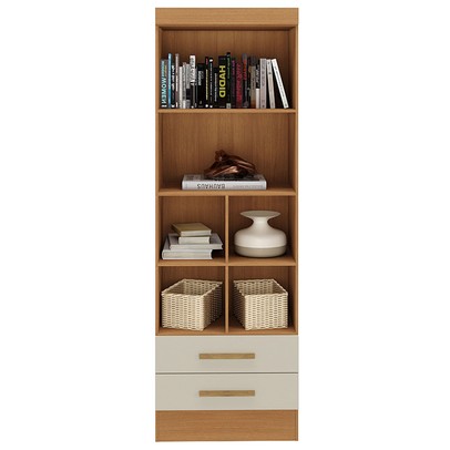 Estante para Livros Modulare 2 Gavetas 4 Prateleiras Cinamomo/Off White - Panorama Móveis