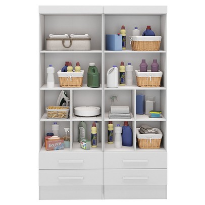 Armário Multiuso Modulare 4 Portas 4 Gavetas Branco - Panorama Móveis