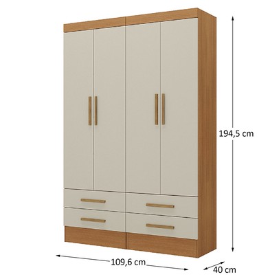Armário Multiuso Modulare 4 Portas 4 Gavetas Cinamomo/Off White - Panorama Móveis