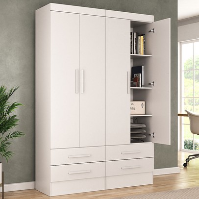 Armário para Escritório Modulare 4 Portas 4 Gavetas Branco - Panorama Móveis