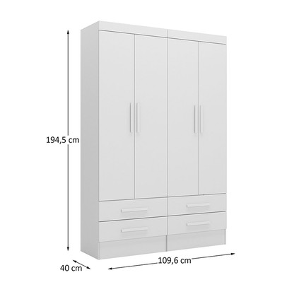 Armário para Escritório Modulare 4 Portas 4 Gavetas Branco - Panorama Móveis