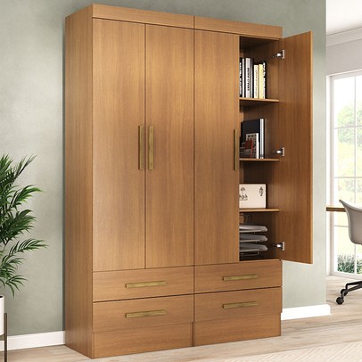 Armário para Escritório Modulare 4 Portas 4 Gavetas 100% Mdf Cinamomo - Panorama Móveis