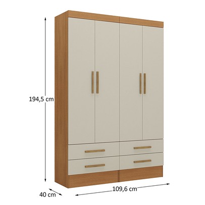 Armário para Escritório Modulare 4 Portas 4 Gavetas 100% Mdf Cinamomo/Off White - Panorama Móveis