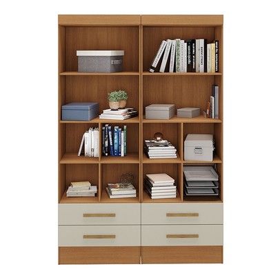 Armário para Escritório Modulare 4 Portas 4 Gavetas Cinamomo/Off White - Panorama Móveis