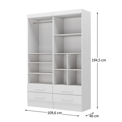 Closet Modulare 4 Gavetas 7 Prateleiras Branco - Panorama Móveis