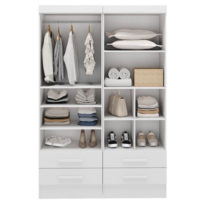 Closet Modulare 4 Gavetas 7 Prateleiras Branco - Panorama Móveis