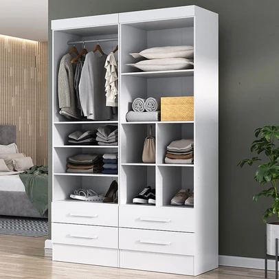 Closet Modulare 4 Gavetas 7 Prateleiras Branco - Panorama Móveis