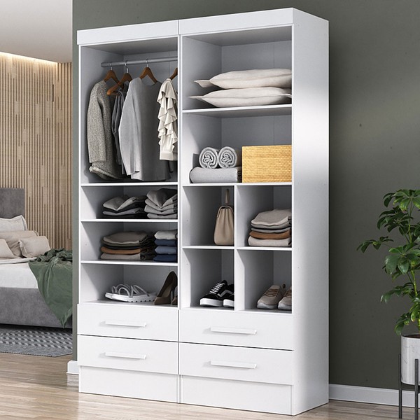 Closet Modulare 4 Gavetas 7 Prateleiras Branco - Panorama Móveis