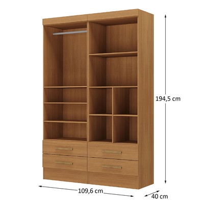 Closet Modulare 4 Gavetas 7 Prateleiras Cinamomo - Panorama Móveis