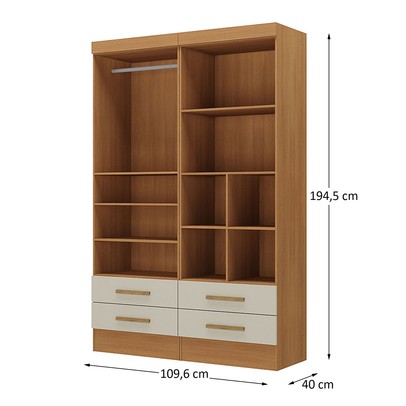 Closet Modulare 4 Gavetas 7 Prateleiras Cinamomo/Off White - Panorama Móveis