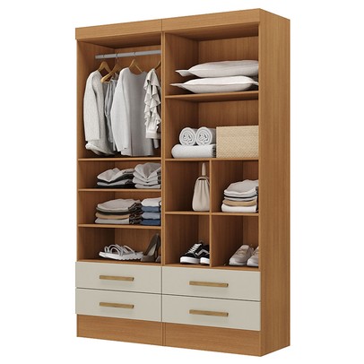 Closet Modulare 4 Gavetas 7 Prateleiras Cinamomo/Off White - Panorama Móveis