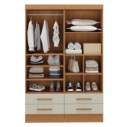 Closet Modulare 4 Gavetas 7 Prateleiras Cinamomo/Off White - Panorama Móveis