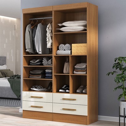 Closet Modulare 4 Gavetas 7 Prateleiras Cinamomo/Off White - Panorama Móveis