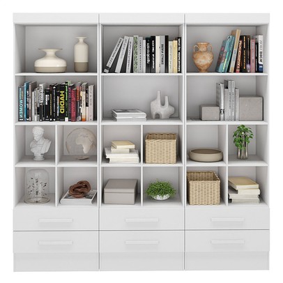 Estante para Livros Modulare 6 Gavetas 12 Prateleiras 100% Mdf Branco - Panorama Móveis